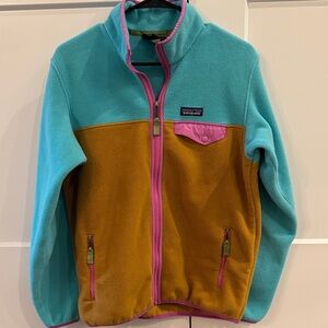 Patagonia Turquoise and Mustard Fleece Jacket